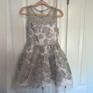 NWOT- Silver Sparkle Overlay Dress